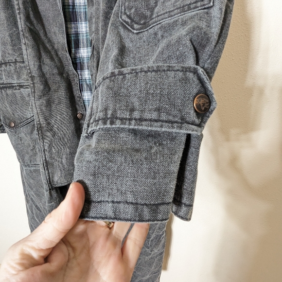 Vintage Outback Canvas Duster Coat Washed Black Western Rancher L - Picture 11 of 15